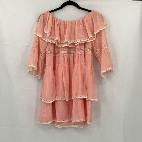 Suboo Pink Cream The Roam Free Off The Shoulder Mini Dress Size 5 - Picture 3 of 8